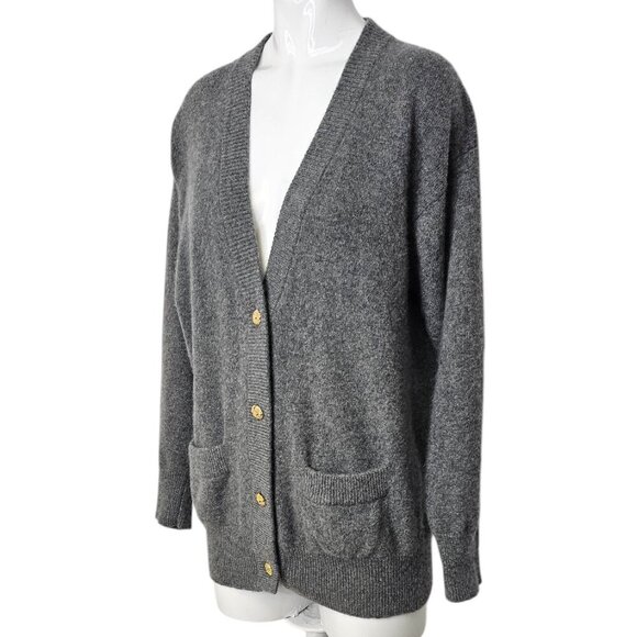 Nell Womens 100% Cashmere Button Front Cardigan, Grey Heathered, Sweater, Size L - Picture 7 of 7